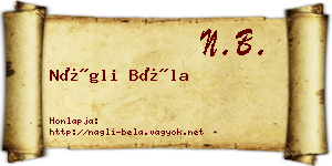 Nágli Béla névjegykártya